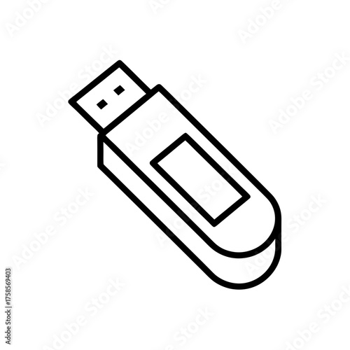 Outline drawing of a flash drive on transparent background silhouette