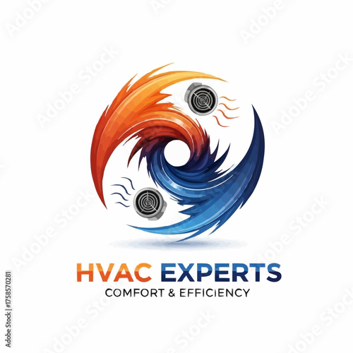 HVAC Experts Logo Featuring a Swirling Design Representing Heating and Cooling.