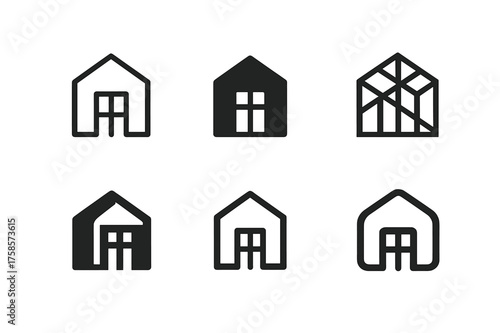 Greenhouse Logo Variations. Building a greenhouse. Set Logo of Building a greenhouse: Glass greenhouse structure. harmonious logo variations of the same