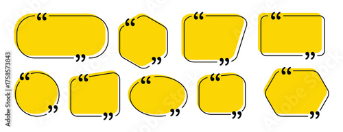 Set of empty speech and quote bubbles. Quote box frame set. Speech bubble infographic design template. Vector Illustration.