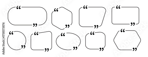 Quote box frame set, black speech bubbles isolated vector set. Speech bubble infographic design template.