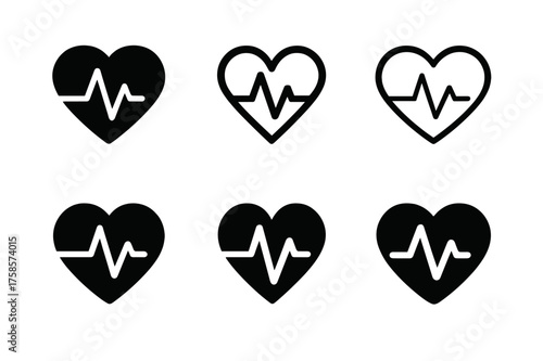 Fitness Goals Logos. Personal fitness goals setting. Set Logo of Fitness goals: heart rate monitor. harmonious logo variations of the same emblematic concept,