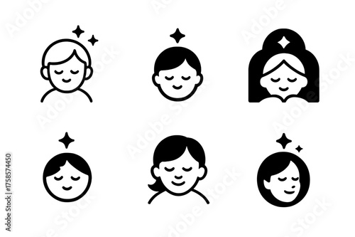 Dreamy Child Logos. Child's wonder. Set Logo of Emotion: child dreaming icon. harmonious logo variations of the same emblematic concept, each with different