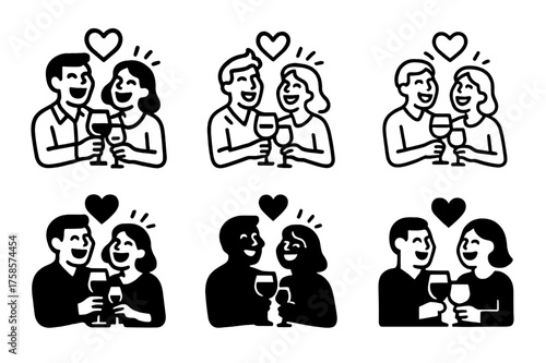 Humorous Relationship Logos. The role of humor and laughter in relationships. Set Logo of The role of humor and laughter in relationships: Anniversary toast