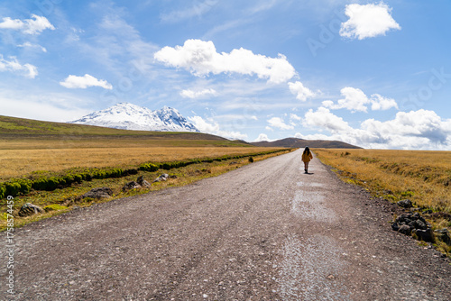 Antisana Volcano in the eastern mountain range of the Ecuadorian Andes seen from its national park.