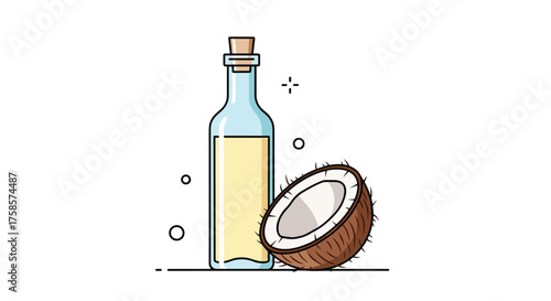 Coconut oil extracted from fresh coconuts for various uses.