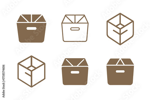 Closet Organizer Logos. Maximizing space with closet organizers. Set Logo of Maximizing space with closet organizers: Foldable storage bins. harmonious logo