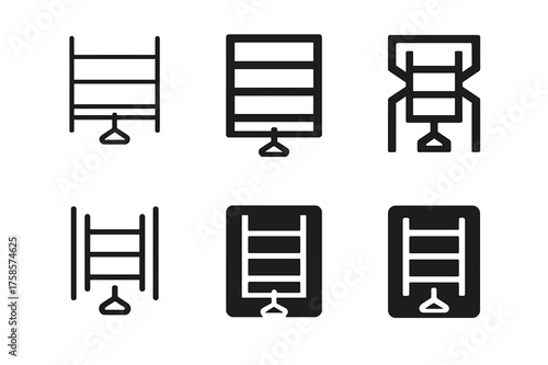 Closet Organizer Logos. Maximizing space with closet organizers. Set Logo of Maximizing space with closet organizers: Adjustable shelf system. harmonious logo