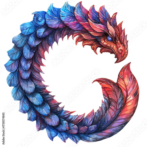 watercolor of Gothic Helix Hoop, vector, isolated on a white background.