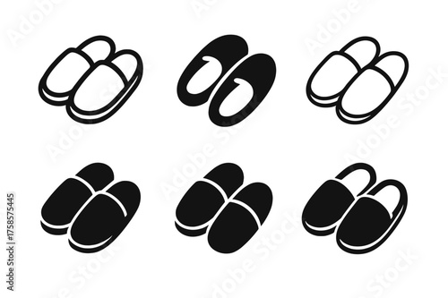 Comfy Slippers Logos. Fashion for comfort. Set Logo of Fashion for comfort: Memory foam slippers (pair). harmonious logo variations of the same emblematic