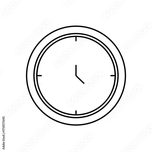Simple outline drawing of clock on transparent background