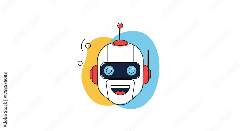Fototapeta premium An illustration of a smiling robot face on a white background.