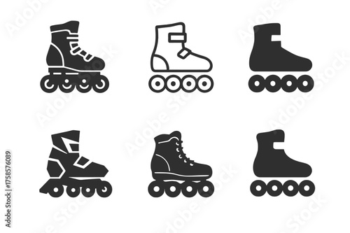 Rollerblade Logo Variations. Rollerblading in the park. Set Logo of Outdoor sports: rollerblades icon. harmonious logo variations of the same emblematic