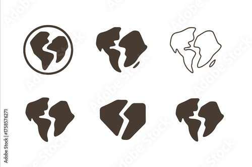 Geology Logo Variations. Tectonic plate. Set Logo of Geology: continental drift illustration. harmonious logo variations of the same emblematic concept, each