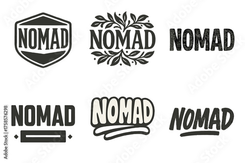 Nomad Lettering Variations. Nomad. Set lettering. harmonious lettering variations of the same emblematic concept, each with different artistic interpretation