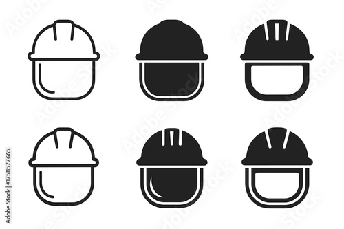 Safety Logo Variations. Safety regulations in manufacturing and production. Set Logo of Safety regulations in manufacturing and production: Hard hat with