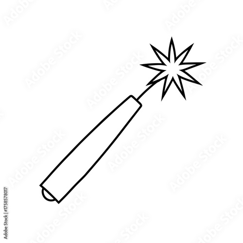 Outline sparkler on white page on transparent background