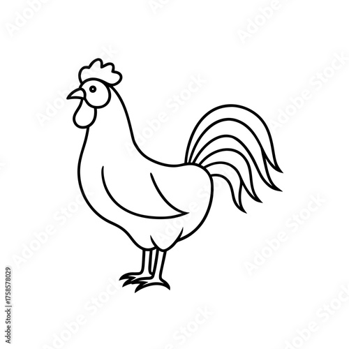 Outline drawing of a rooster on transparent background