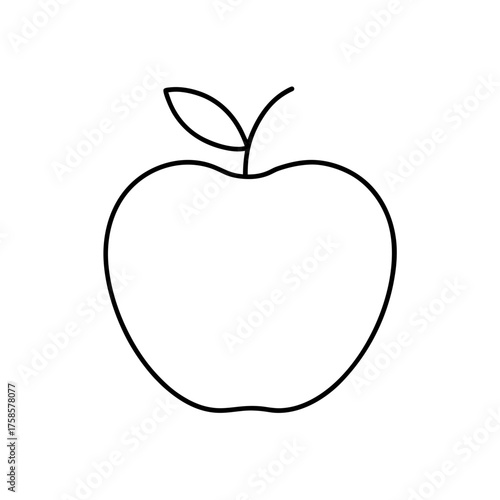 Simple apple outline drawing on transparent background
