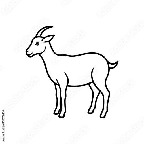 Outline drawing of a goat art on transparent background