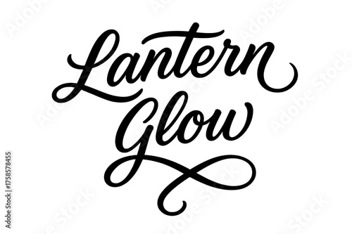 Lantern Glow Lettering. Lantern Glow ? Script Hand-Lettering, flowing brush-style cursive with smooth connectors, arched layout, sweeping tails resembling