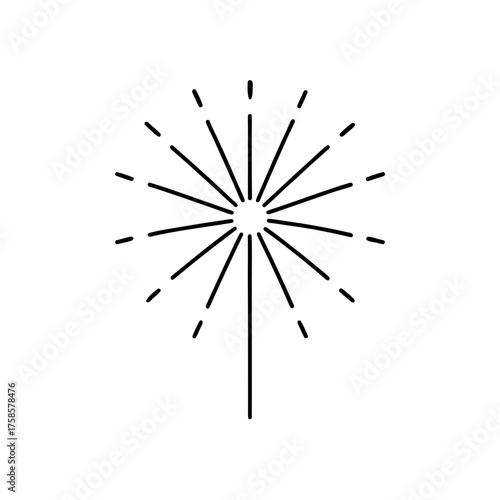 Simple dandelion flower outline on transparent background