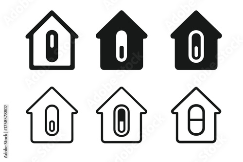 Diverse Toggle Switch Designs. Light switch plate. Set Logo of Home: toggle switch icon. harmonious logo variations of the same emblematic concept, each with