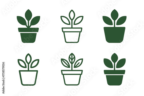 Harmonious Plant Logos. Nature vibe package design with flowers and plants. Set Logo of Packaging: potted plant icon. harmonious logo variations of the same