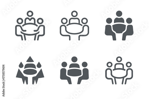 Corporate Logo Variations. Corporate finance. Set Logo of Corporate finance: Investment committee roundtable. harmonious logo variations of the same emblematic