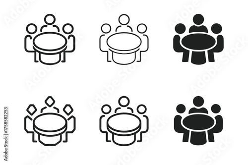 Corporate Logo Variations. Corporate finance. Set Logo of Corporate finance: Investment committee roundtable. harmonious logo variations of the same emblematic