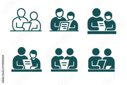 Career Support Logos. Supporting family members through career transitions. Set Logo of Supporting family members through career transitions: Resume review