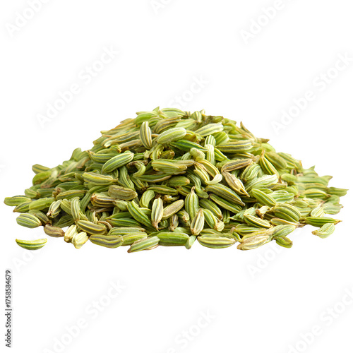 Fennel seeds pile isolated on transparent background