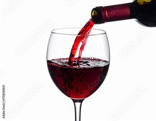 red wine pouring into glass