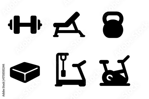 Adjustable Fitness Equipment Icons. Adjustable Equipment. Filled icon set of Adjustable Equipment: adjustable