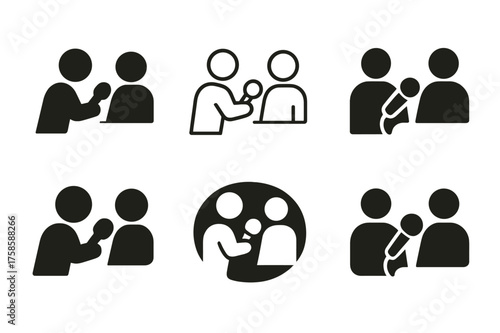 Career Support Logos. Supporting family members through career transitions. Set Logo of Supporting family members through career transitions: Mock interview