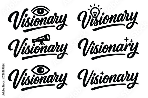 Visionary Calligraphy Designs. Visionary. Create a calligraphy lettering illustration of the phrase: Visionary