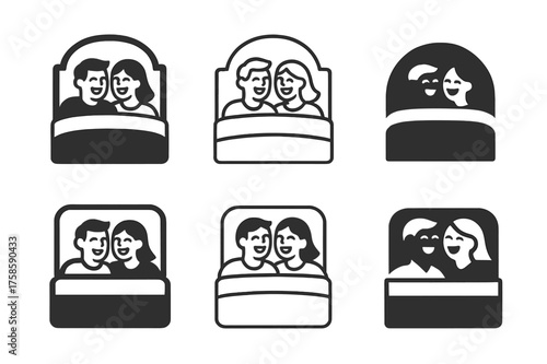 Humor in Logos. The role of humor and laughter in relationships. Set Logo of The role of humor and laughter in relationships: Morning pillow-talk giggles.