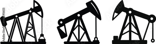 Oil Production Machinery Silhouette Industrial Pump Vector Design