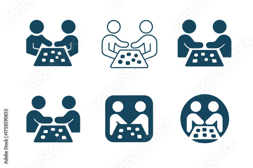 Sibling Connection Logos. Sibling moments and family bonding. Set Logo of Sibling moments and family bonding: Board Game Night. harmonious logo variations of