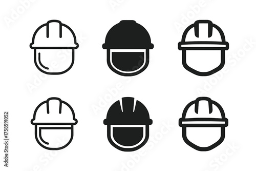 Safety Logo Variations. Safety regulations in manufacturing and production. Set Logo of Safety regulations in manufacturing and production: Hard hat with