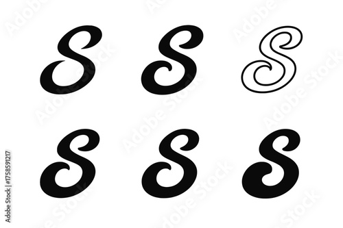Experimental Fonts Logos. Experimental Fonts. Set Logo of Experimental Fonts: Distorted Script Swash. harmonious logo variations of the same emblematic