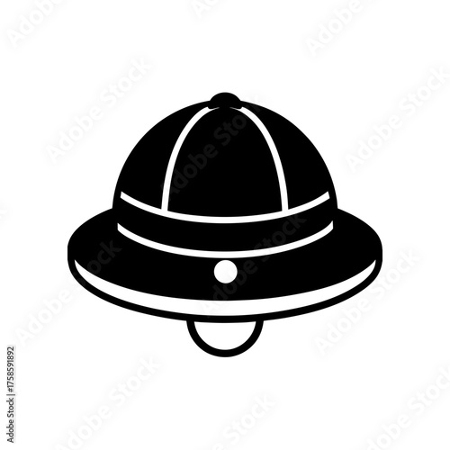 Illustration of a pith helmet icon on transparent background silhouette