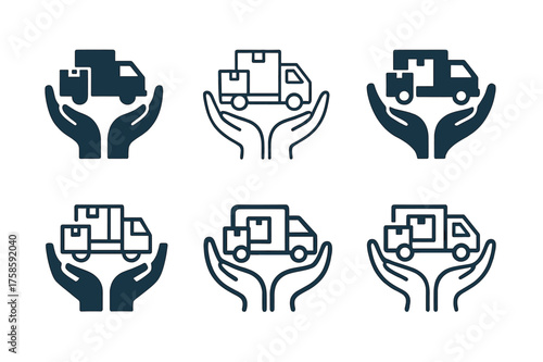 Career Transition Logos. Supporting family members through career transitions. Set Logo of Supporting family members through career transitions: Relocation