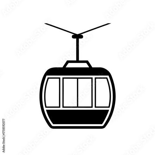 Isolated black gondola silhouette on transparent background
