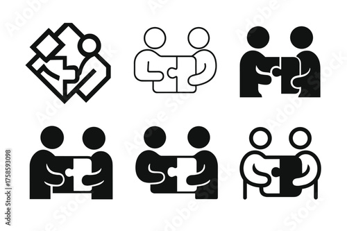 Sibling Puzzle Bonding. Sibling moments and family bonding. Set Logo of Sibling moments and family bonding: Building a Puzzle Together. harmonious logo