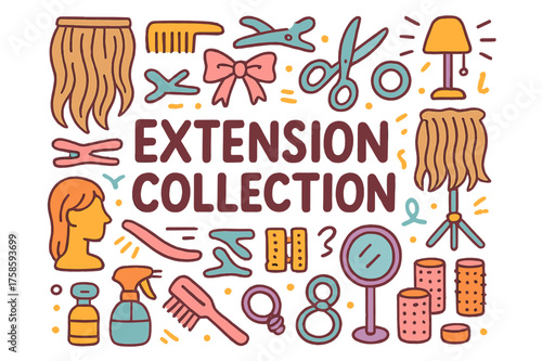 Extension Collection Doodle. Extension Collection. Hand-drawn doodle illustration of Extension Collection.