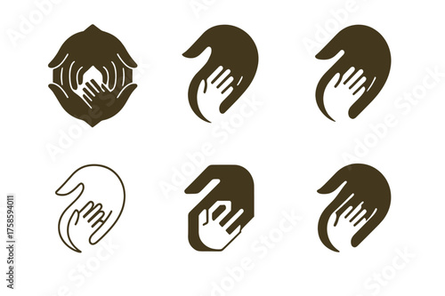 Cultural Heritage Unity. Family traditions across cultures. Set Logo of Culture: hands joining across generations icon. harmonious logo variations of the same