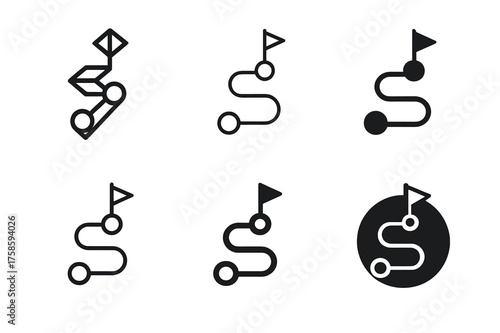 Growth Roadmap Logos. Professional development programs and workshops. Set Logo of Professional development programs and workshops: Growth Roadmap with