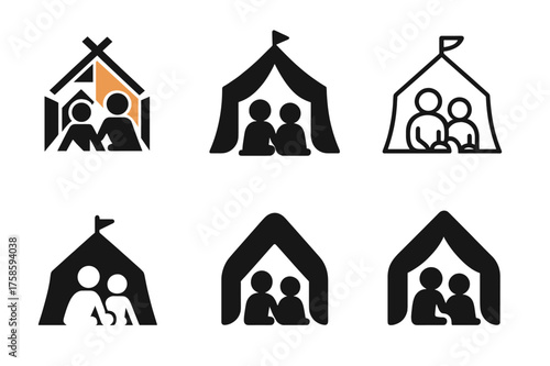 Sibling Bonding Logos. Sibling moments and family bonding. Set Logo of Sibling moments and family bonding: Backyard Fort. harmonious logo variations of the