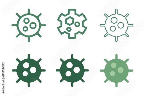 Phytoplankton Logo Variations. Ocean acidification. Set Logo of Ocean acidification: Microscopic phytoplankton cell. harmonious logo variations of the same